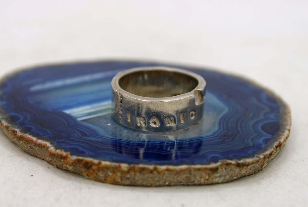 Vintage Candy Signed Ironic Modernist Sterling Silver Ring